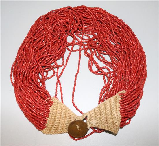 Indian coral bead necklace(-)
